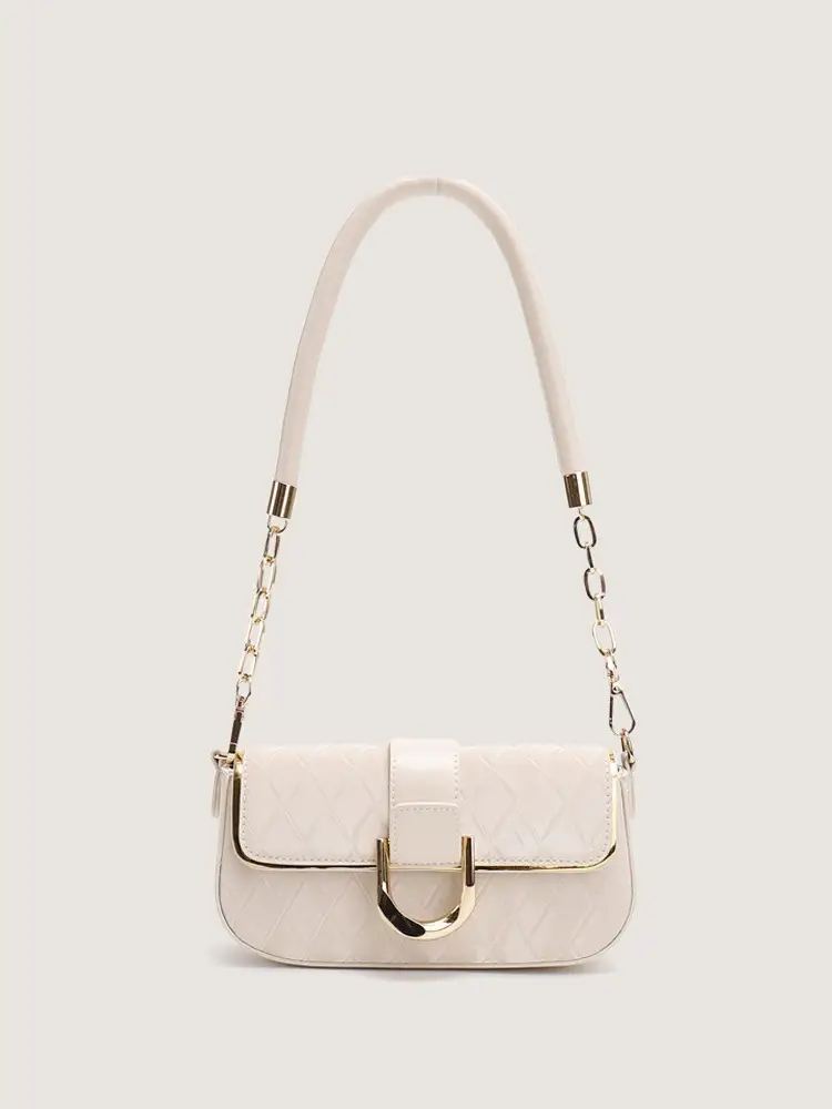 White Minimalist Crossbody Bag with Heart Pendant - Image 4