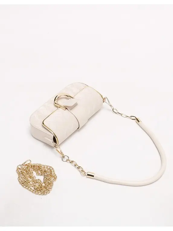 White Minimalist Crossbody Bag with Heart Pendant - Image 5