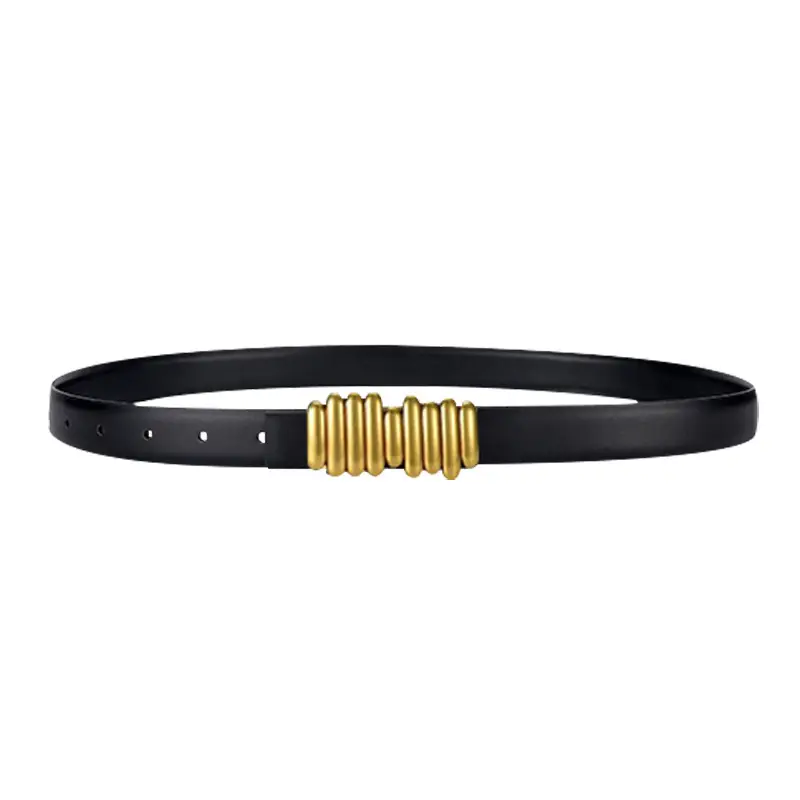 Women's Leather Belt with Caterpillar Design Black - Image 7
