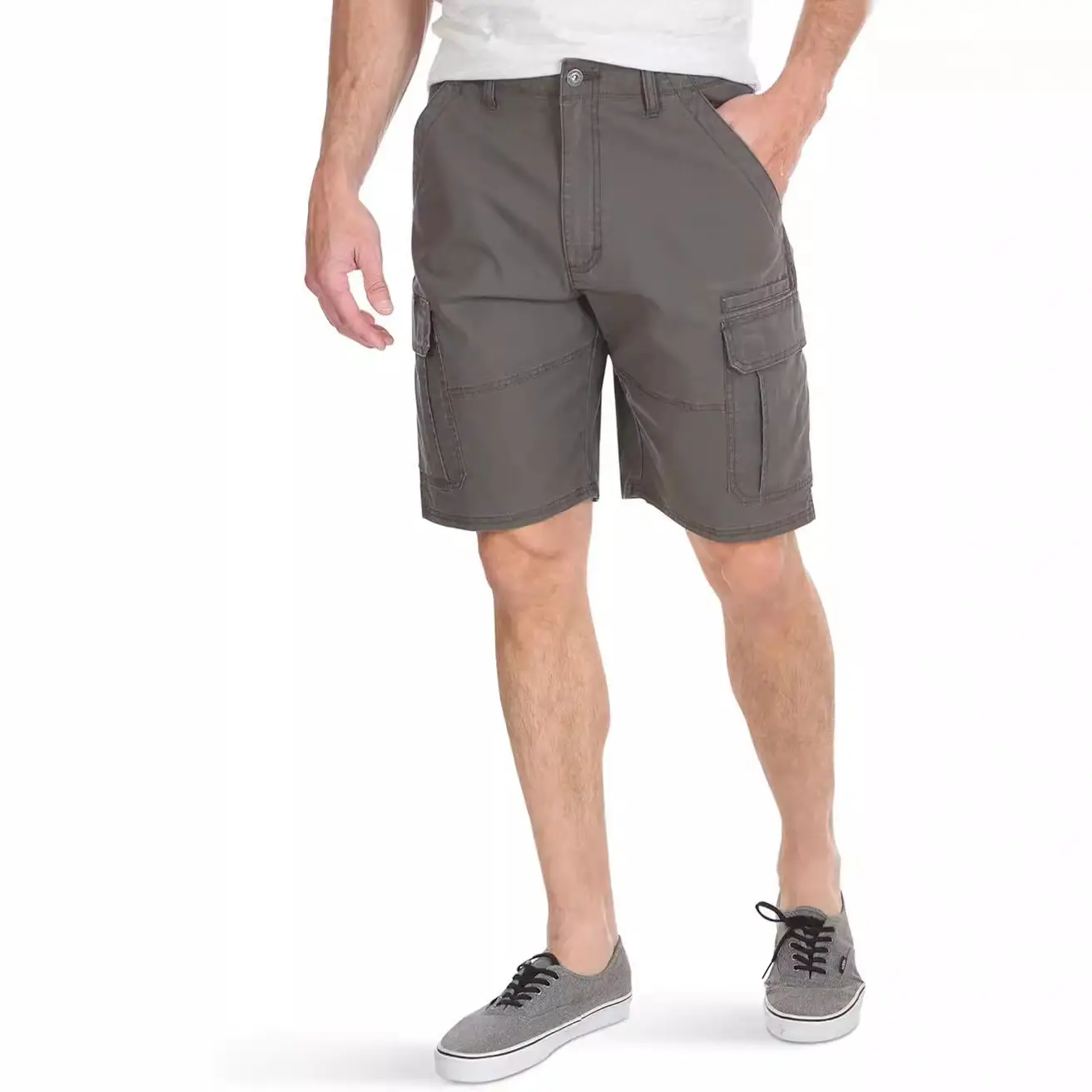 Men Grey Flap Pocket Shorts 2024 Summer