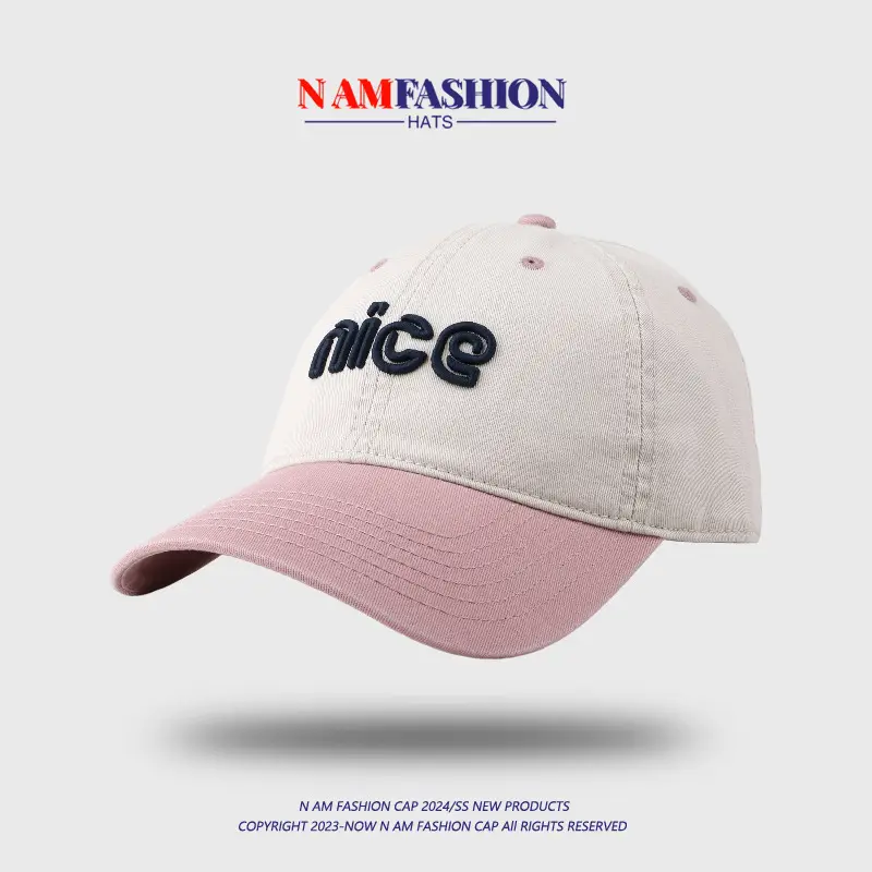 Men's Pink White Embroidered Baseball Cap — feature 11
