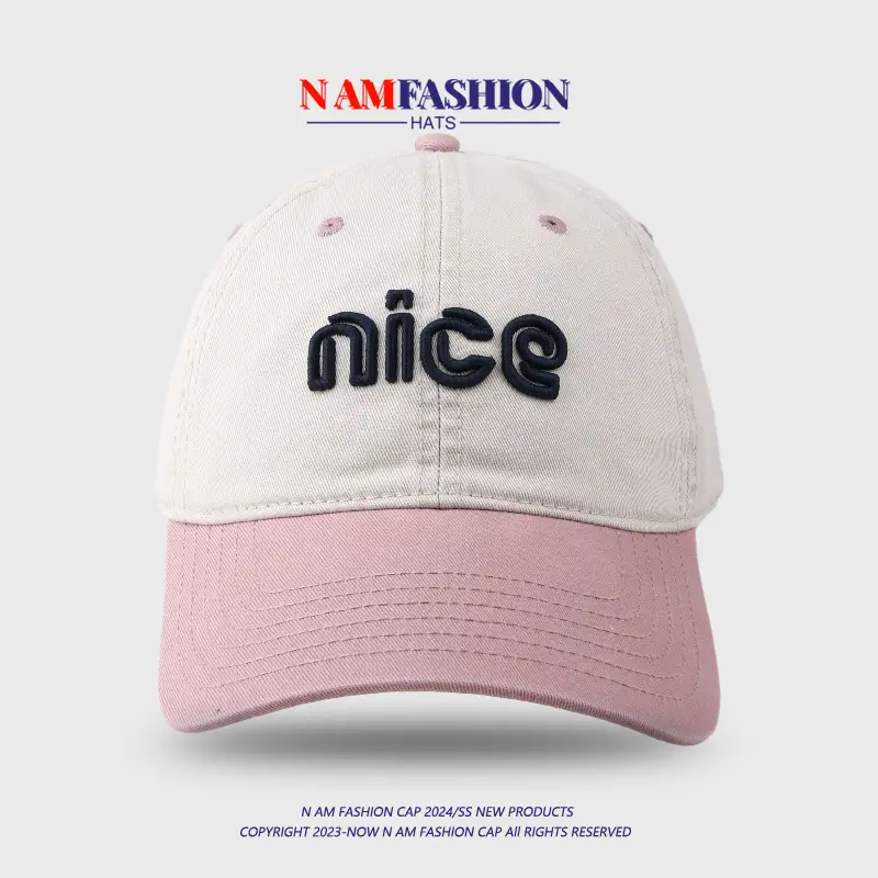 Men's Pink White Embroidered Baseball Cap — feature 4