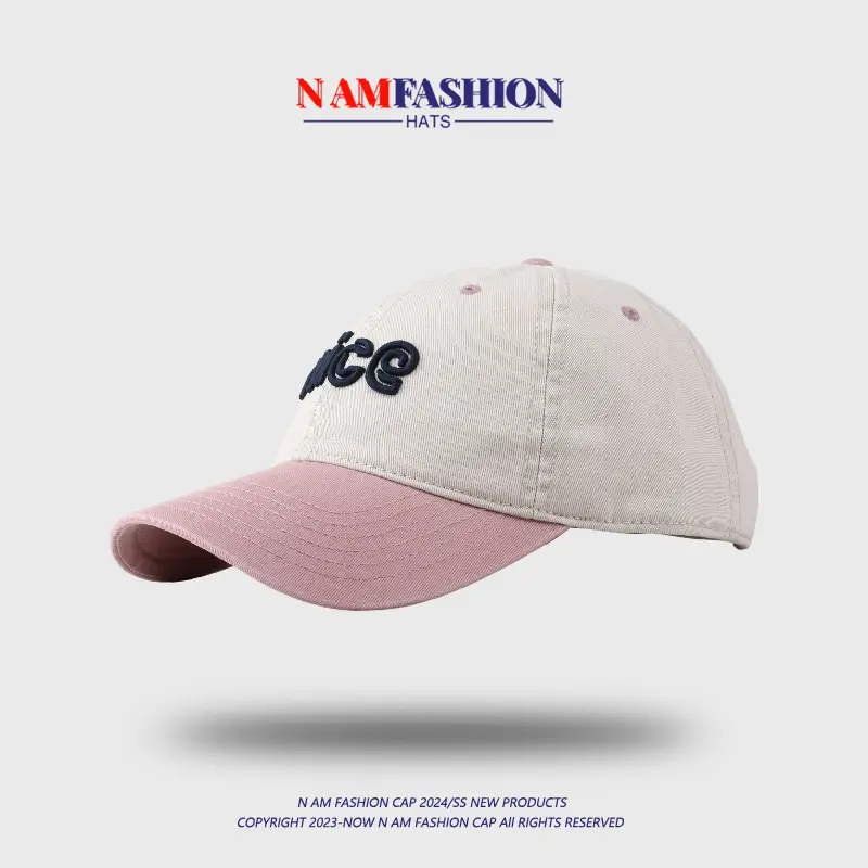 Men's Pink White Embroidered Baseball Cap — feature 5