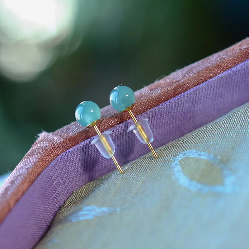 Natural Jade Blue Water Earrings 925 Silver Beads - Image 5