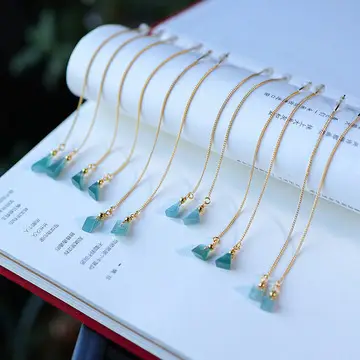 Natural Jade Blue Water Earrings 925 Silver Beads — feature 12