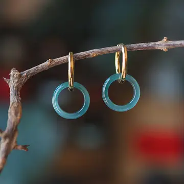 Natural Jade Blue Water Earrings 925 Silver Beads — feature 16