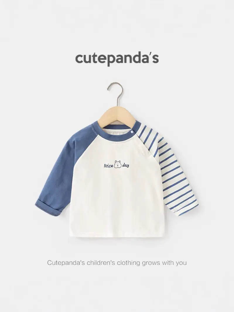 Baby Long Sleeve T-Shirt White Blue Spring Autumn Kids - Image 9