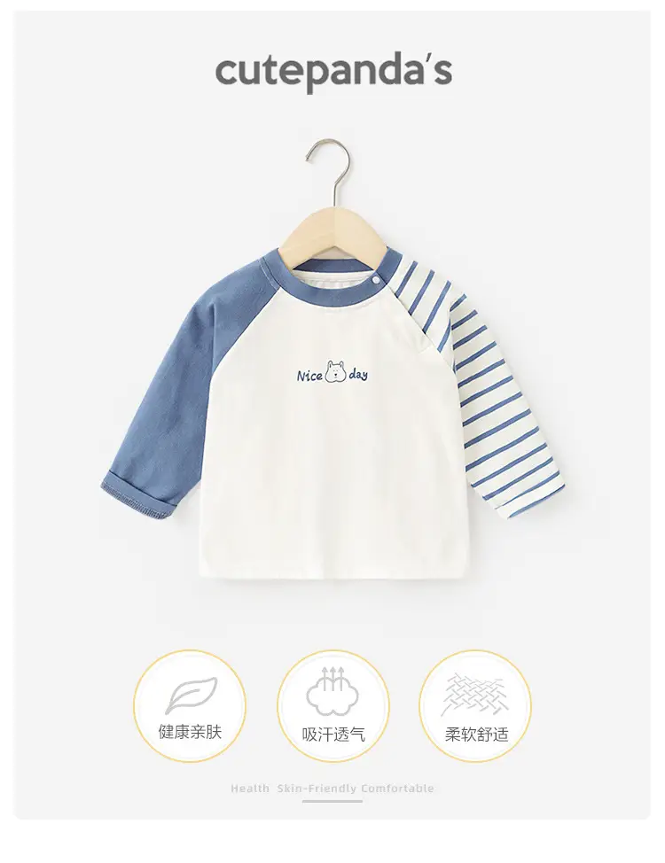 Baby Long Sleeve T-Shirt White Blue Spring Autumn Kids — feature 2