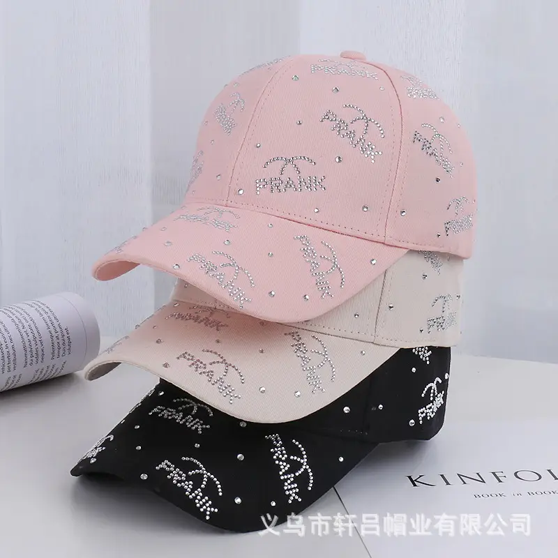 Pink Rhinestone Lettered Baseball Cap for Women