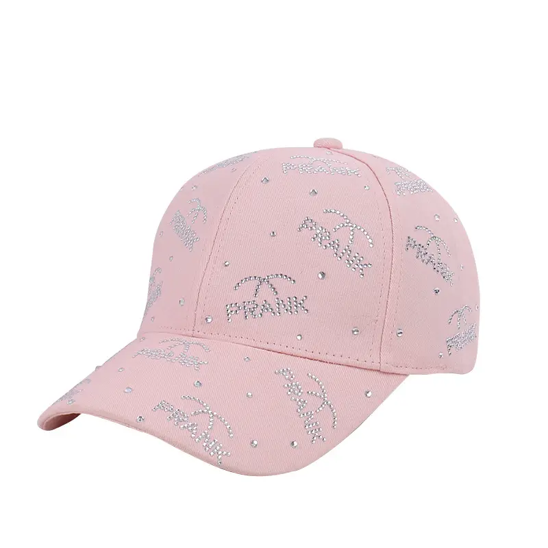 Pink Rhinestone Lettered Baseball Cap for Women