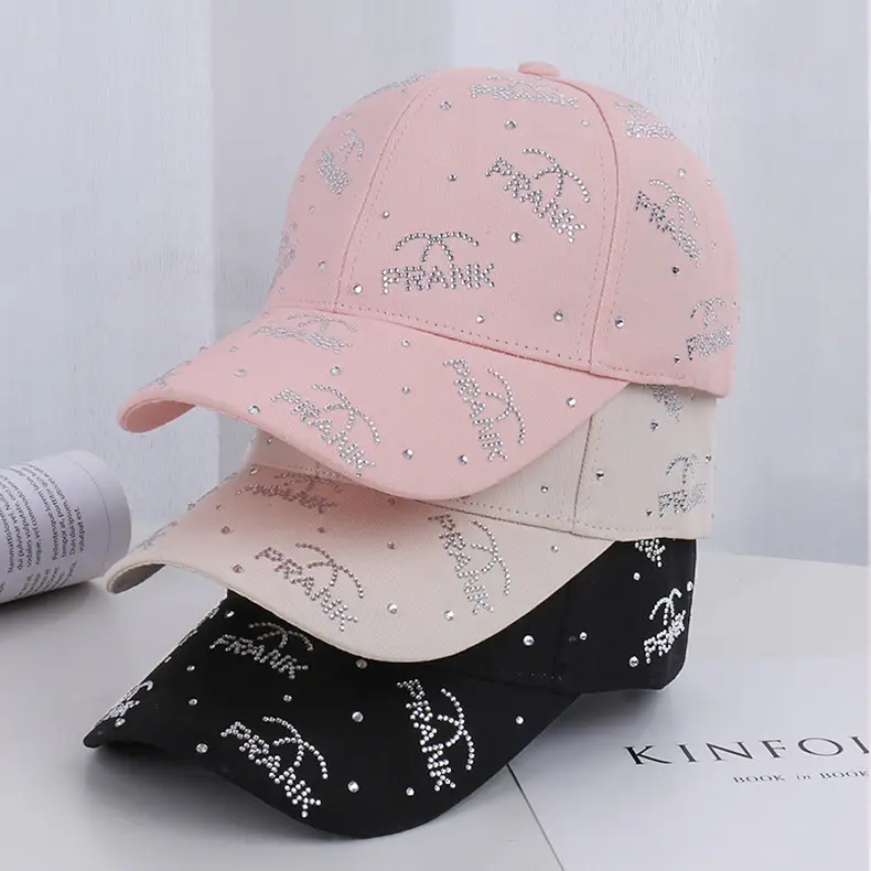 Pink Rhinestone Lettered Baseball Cap for Women — feature 16