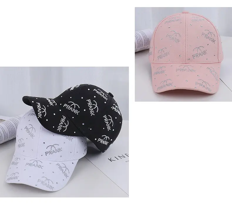 Pink Rhinestone Lettered Baseball Cap for Women — feature 18