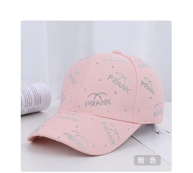Pink Rhinestone Lettered Baseball Cap for Women — feature 21