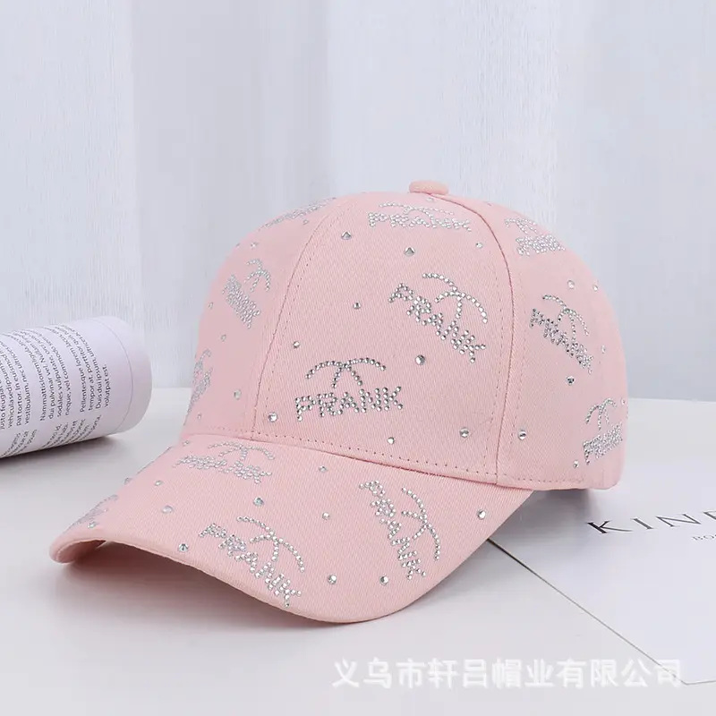 Pink Rhinestone Lettered Baseball Cap for Women