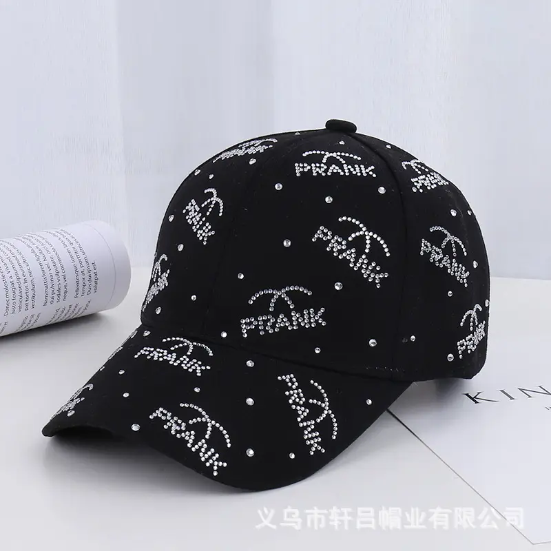 Pink Rhinestone Lettered Baseball Cap for Women