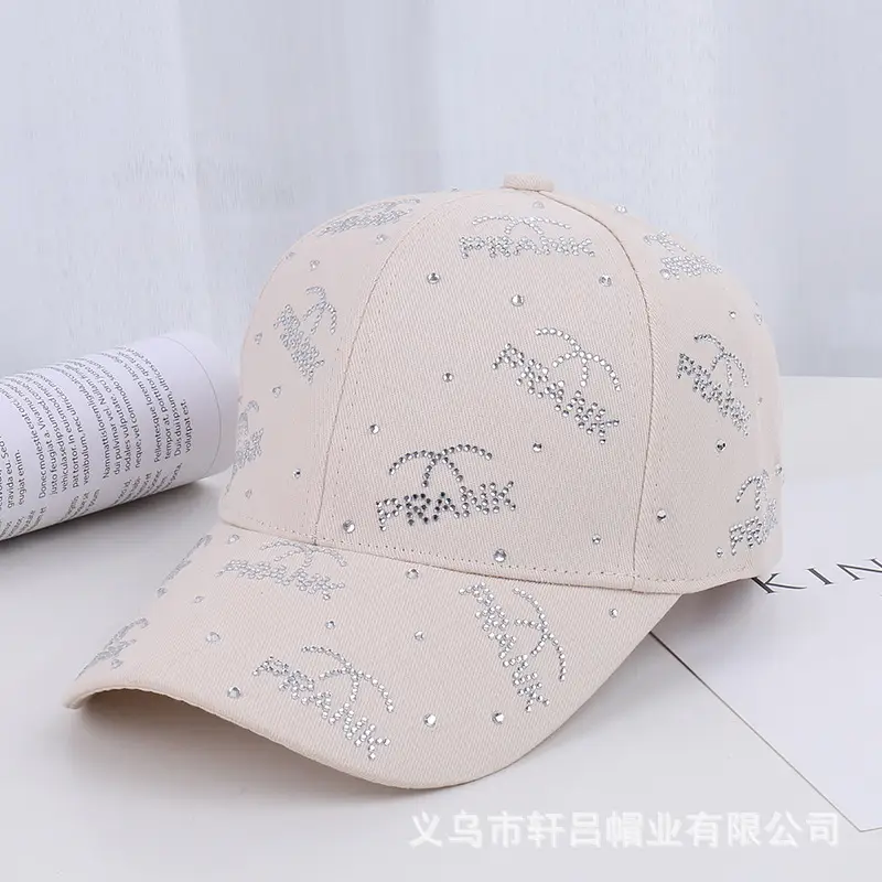 Pink Rhinestone Lettered Baseball Cap for Women