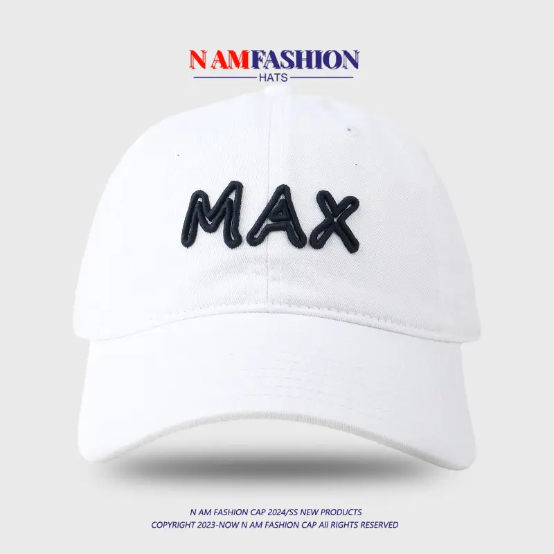 White Max Embroidered Baseball Cap for Men - Image 8