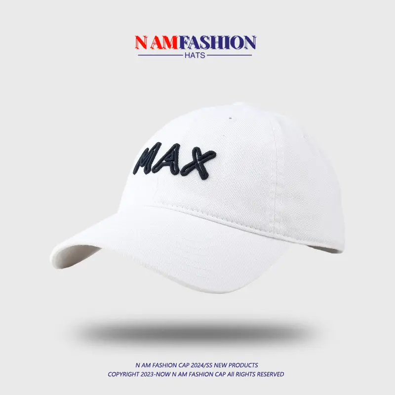 White Max Embroidered Baseball Cap for Men - Image 5