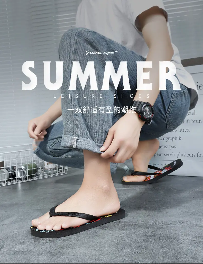 Wholesale Men's Clip Feet Home Flip Flops Summer New Style Outfit Trendy Non-Slip Soft Bottom Deodorant Slippers Beach Shoes — feature 1