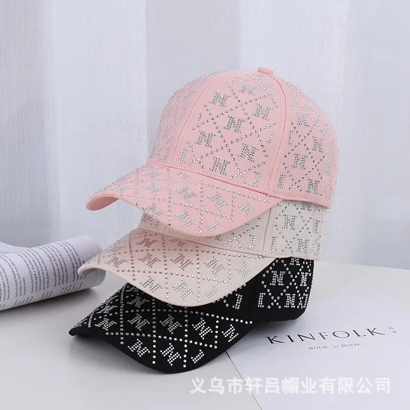 Pink Rhinestone Lettered Baseball Cap for Women - Image 5