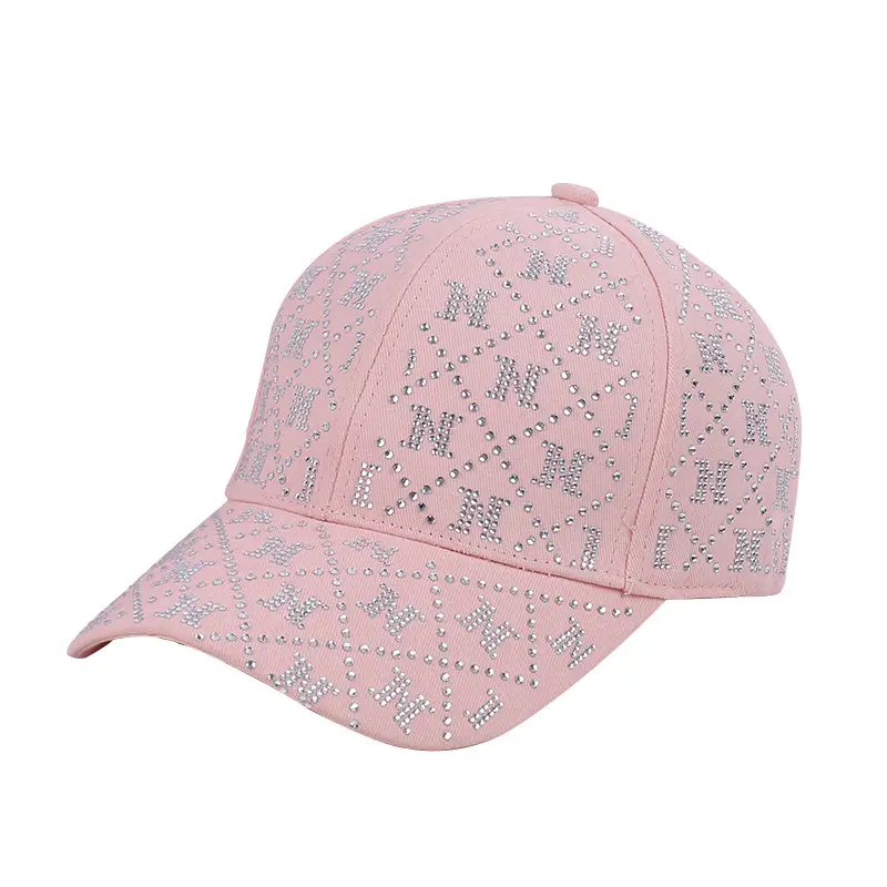 Pink Rhinestone Lettered Baseball Cap for Women - Image 9