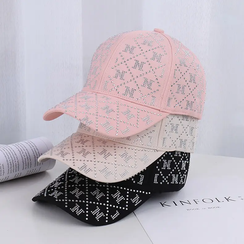 Pink Rhinestone Lettered Baseball Cap for Women — feature 16