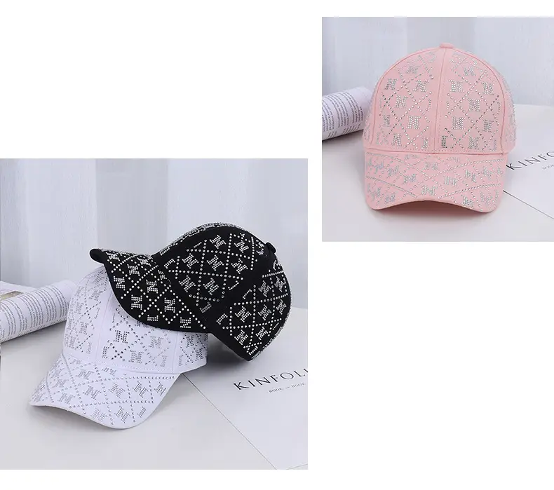 Pink Rhinestone Lettered Baseball Cap for Women — feature 18