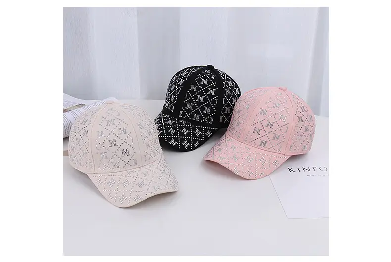Pink Rhinestone Lettered Baseball Cap for Women — feature 19