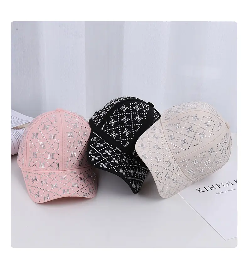 Pink Rhinestone Lettered Baseball Cap for Women — feature 20