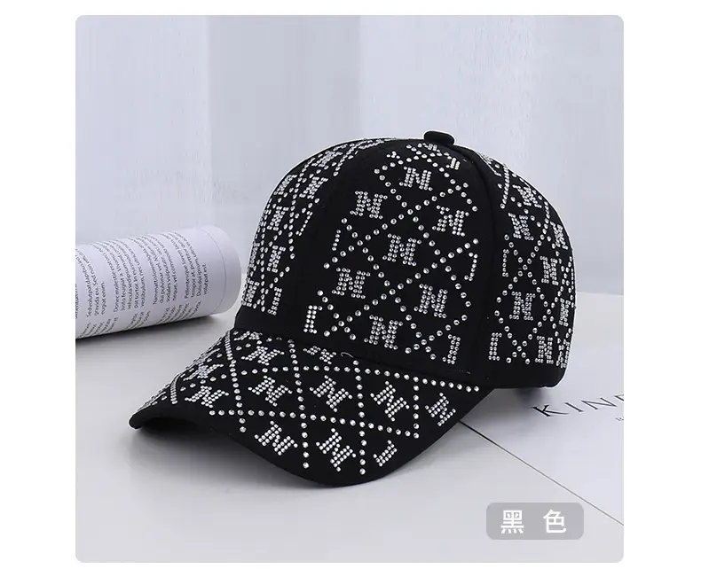 Pink Rhinestone Lettered Baseball Cap for Women — feature 22