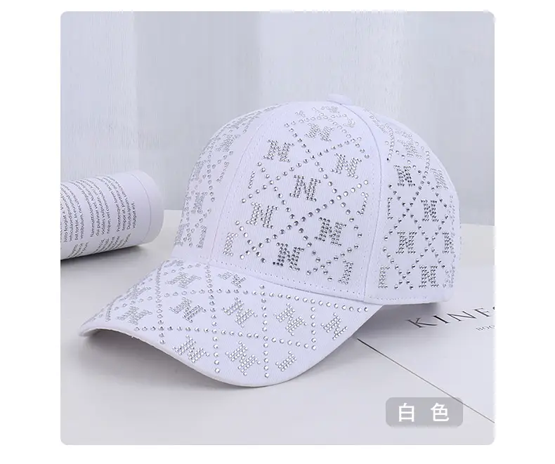 Pink Rhinestone Lettered Baseball Cap for Women — feature 24
