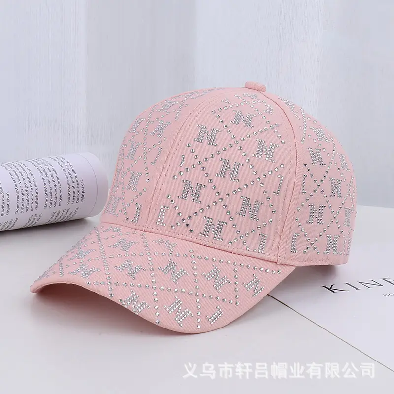 Pink Rhinestone Lettered Baseball Cap for Women - Image 2