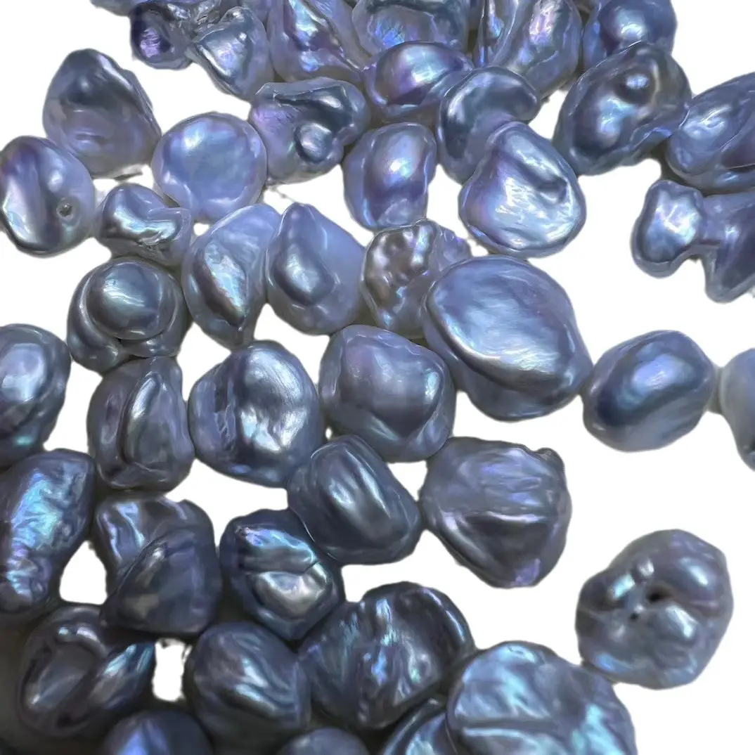 Freshwater Pearl Seedless Keshi White Beads Blue Light - Image 5