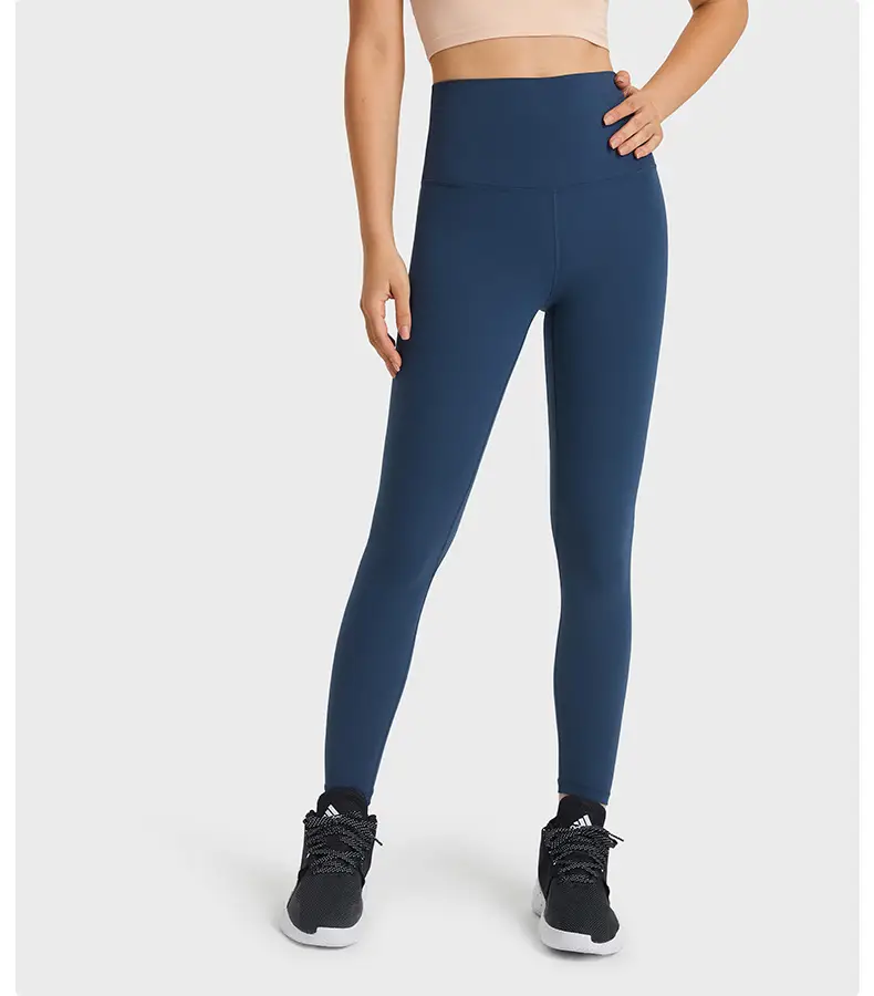 Women Navy High Waist Yoga Leggings Cropped Fit — feature 3