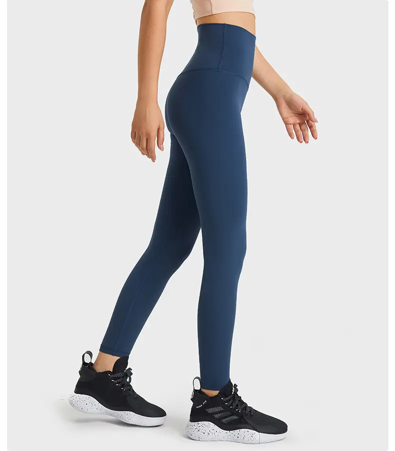 Women Navy High Waist Yoga Leggings Cropped Fit — feature 4