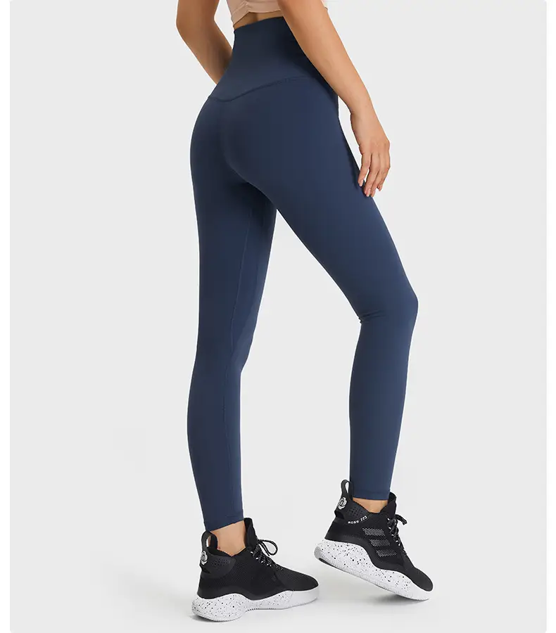 Women Navy High Waist Yoga Leggings Cropped Fit — feature 5