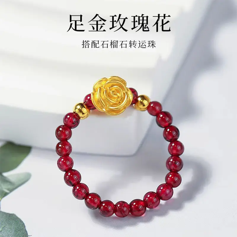 Wholesale Gold Rose Braided Ring Women Pure Gold 999 Gold - Image 6