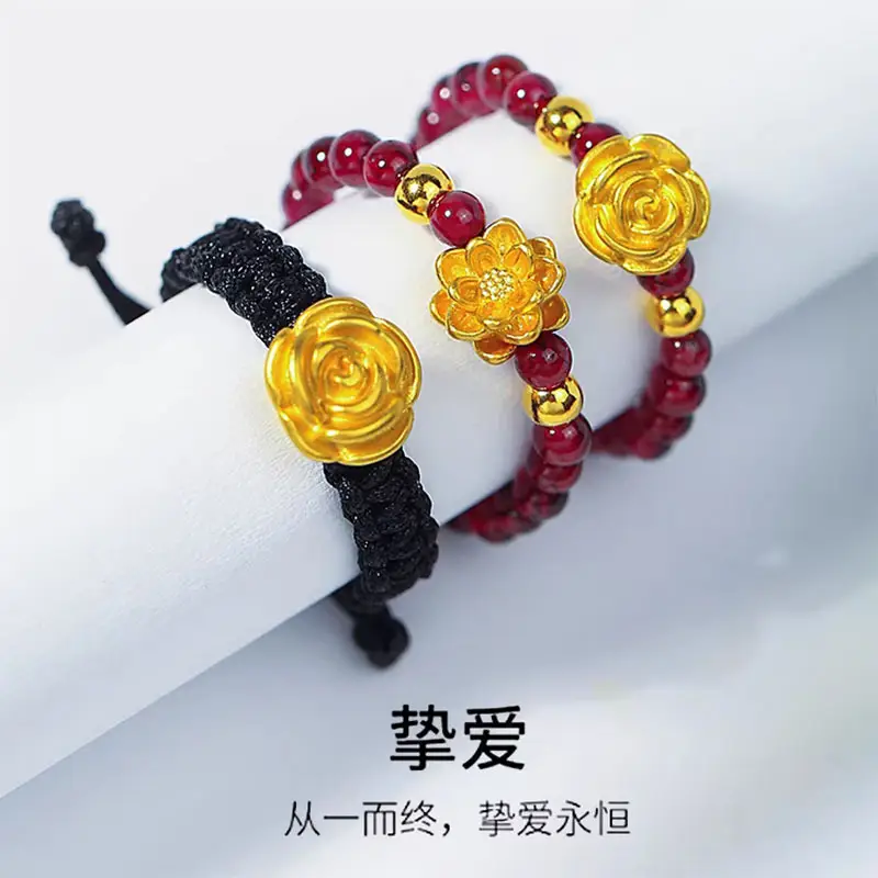 Wholesale Gold Rose Braided Ring Women Pure Gold 999 Gold - Image 7