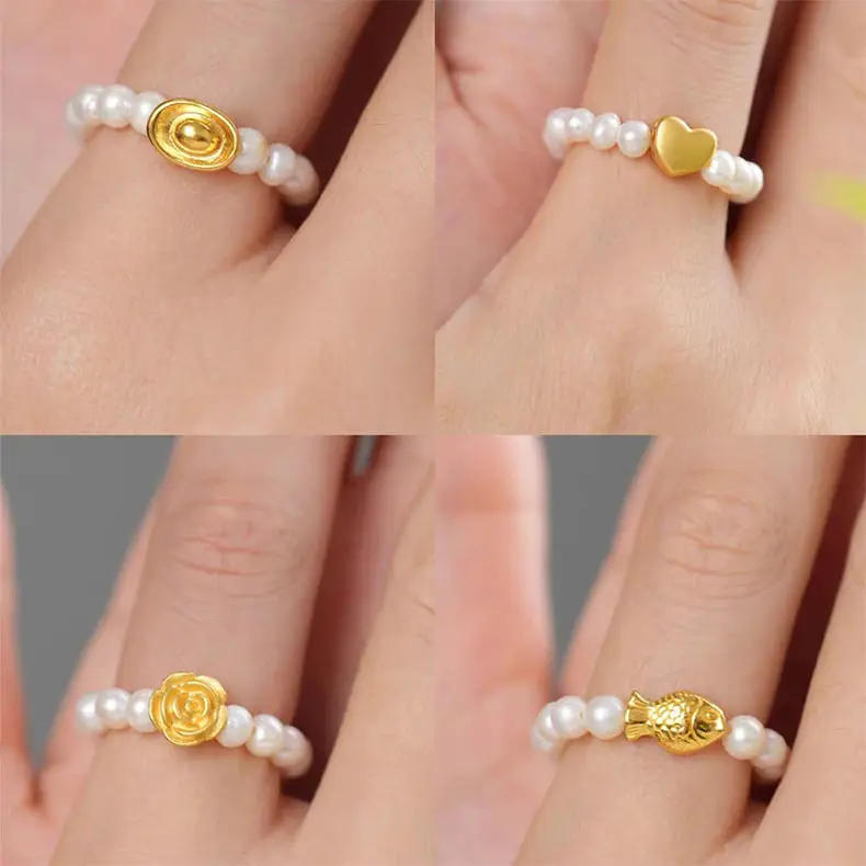 Wholesale Gold Rose Braided Ring Women Pure Gold 999 Gold - Image 3