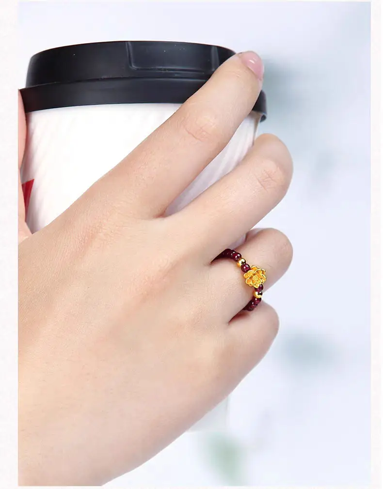 Wholesale Gold Rose Braided Ring Women Pure Gold 999 Gold — feature 11