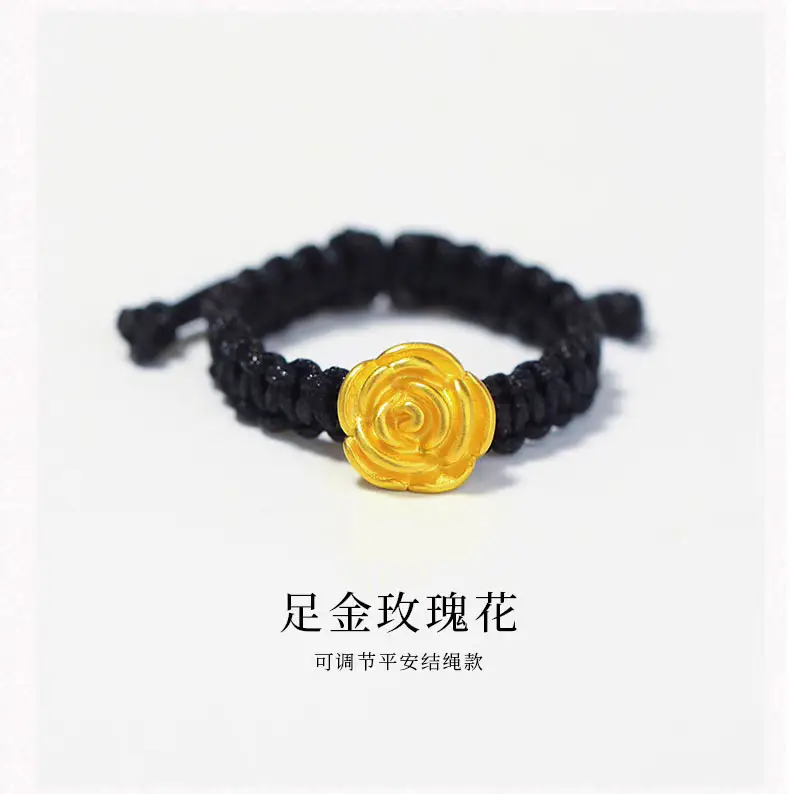 Wholesale Gold Rose Braided Ring Women Pure Gold 999 Gold — feature 12