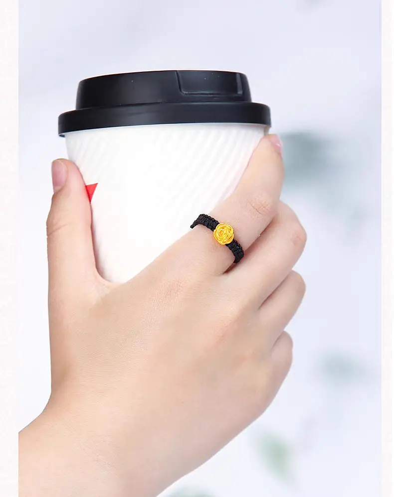 Wholesale Gold Rose Braided Ring Women Pure Gold 999 Gold — feature 13