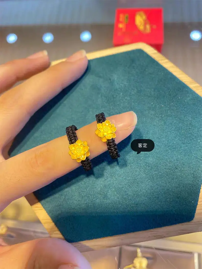 Wholesale Gold Rose Braided Ring Women Pure Gold 999 Gold — feature 18