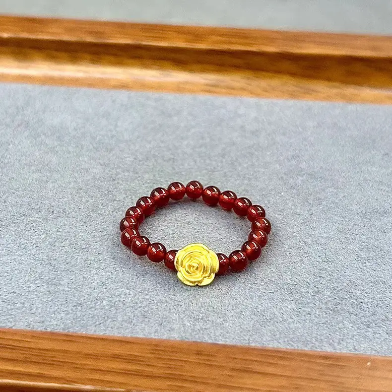 Wholesale Gold Rose Braided Ring Women Pure Gold 999 Gold — feature 22