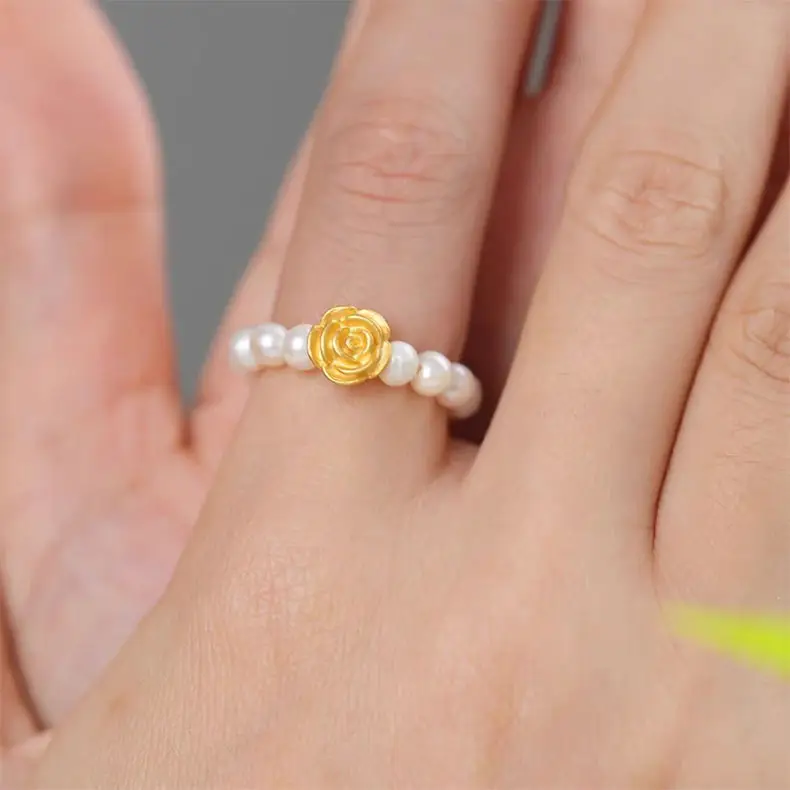 Wholesale Gold Rose Braided Ring Women Pure Gold 999 Gold — feature 27