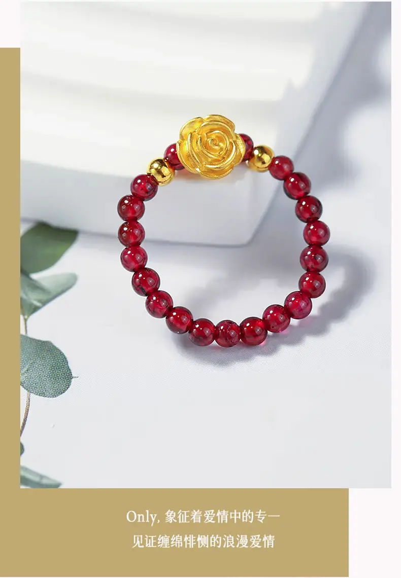 Wholesale Gold Rose Braided Ring Women Pure Gold 999 Gold — feature 5