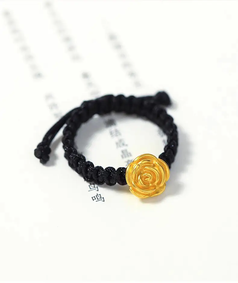 Wholesale Gold Rose Braided Ring Women Pure Gold 999 Gold - Image 2