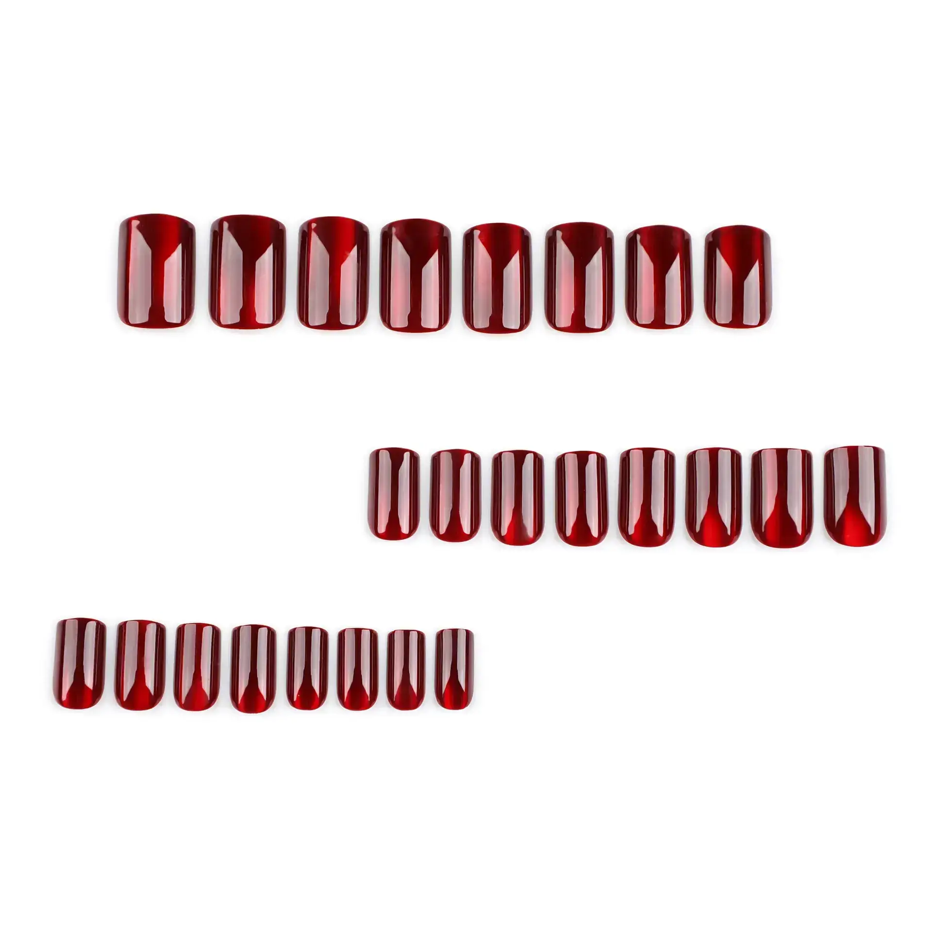 Red Solid Blood Red Cat Eye Manicure European Square Short Wearable Nails - Image 2