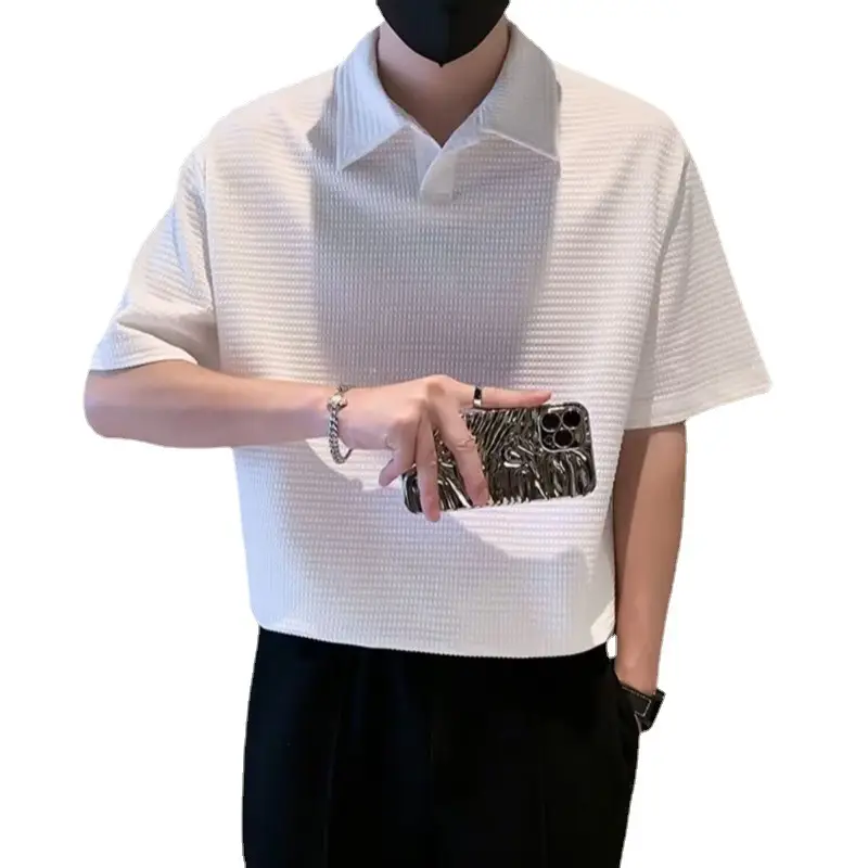 Men's Summer Polo Shirt with Collar Waffle Hem - Image 5