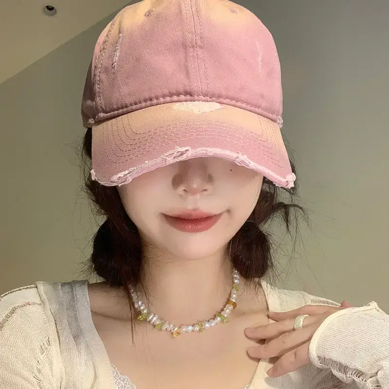 Korean Style Ripped Baseball Cap for Women - Image 8